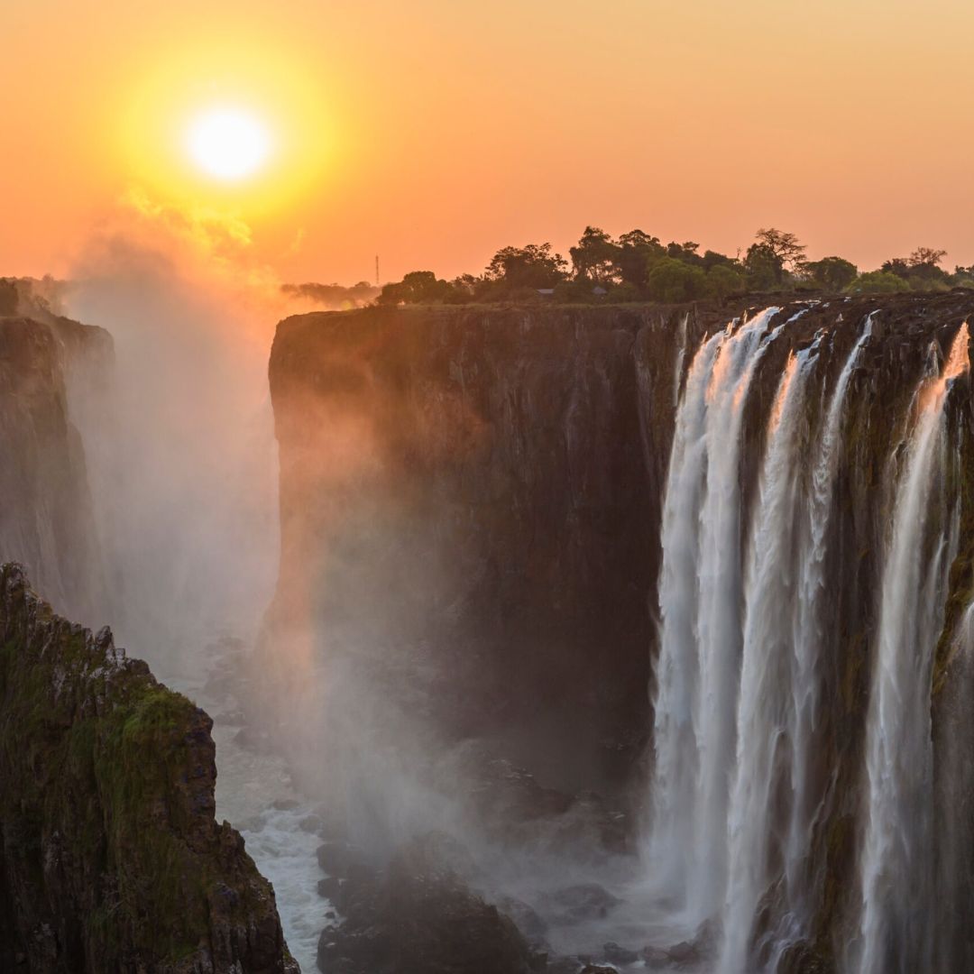 Victoria Falls landscape at dusk