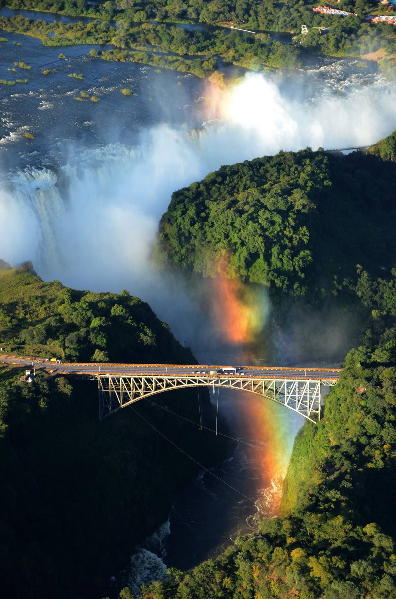 Victoria Falls spray rising above the rainforest
